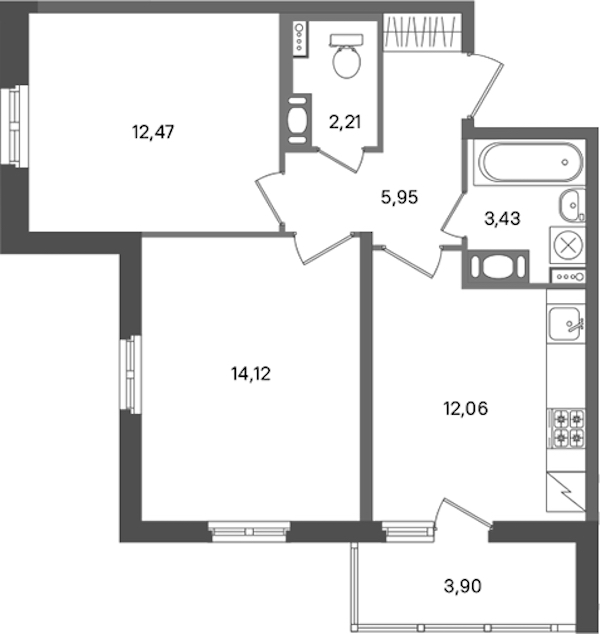 2-комнатная квартира 50.24 м², 6/11 эт., ЖК «ПАТИО. Уютный квартал»